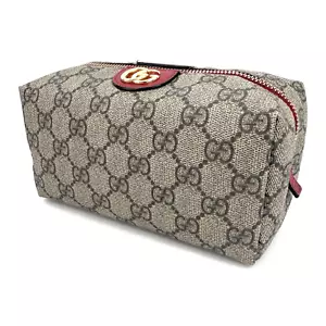 GUCCI Ophidia Cosmetic Pouch Beige Red Supreme Authentic - Picture 1 of 21