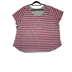 Lane Bryant Stripe Scoop Neck Tee Pink Grey Short Sleeve Womens Plus Size 26/28 - Picture 1 of 9