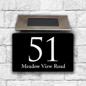 Personalised Floating House Number Sign Address Sign Plaques with Solar Light UK - Picture 1 of 9