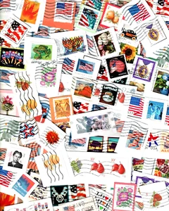 ONE THOUSAND STAMPS (1000) UNITED STATES Kiloware MISSION MIX Canceled On Paper - Picture 1 of 7