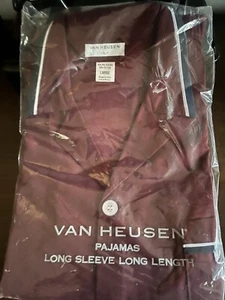 Vintage NOS Van Heusen Pajamas Men Large Maroon Burgundy Hugh Hefner USA - Picture 1 of 6
