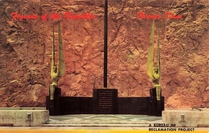 Figures of the Republic, Hoover Dam Nevada Vintage Chrome PC - Foto 1 di 2