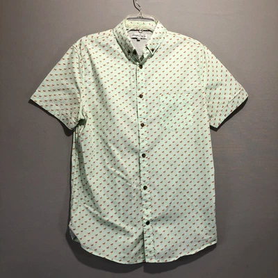 Sovereign Code Mens M Short Sleeve Button Down Shirt Flamingos 100% Cotton - Image 1 of 4