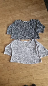 Amy Vermont Damen-Pullover kurz 1 x schwarz/weiß und 1 x beige/weiß Gr. 46 - Bild 1 von 2