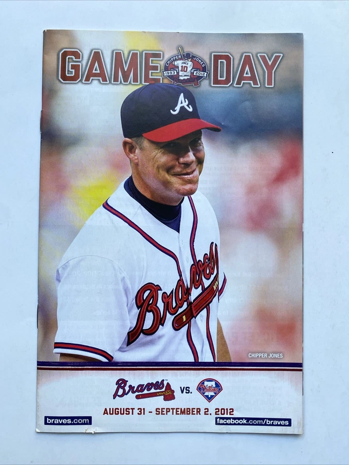 CHIPPER JONES Atlanta Braves Baseball 2012 Gameday Program SGA Turner Field PHI - Image 1 of 2