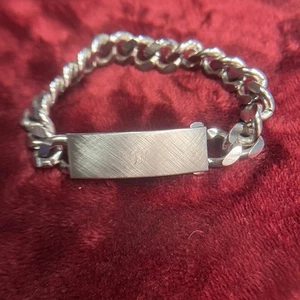 Vintage Speidel Glieder ID Armband Rhodiniert Galvanisiert USA Gravur Tom 8-27-68 - Bild 1 von 10