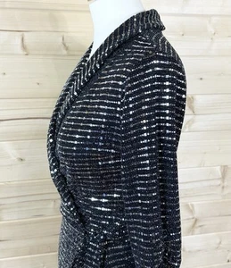 QUIZ * SIZE 10 * BLACK & SILVER SEQUIN SHORT PARTY DRESS - Picture 1 of 15