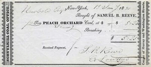 1-OF-A-KIND 1830 SCHUYLKILL COAL OFFICE NYC BILL 4 "PEACH ORCHARD" COAL! WTC LOC - Picture 1 of 1