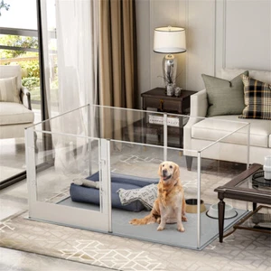 Caja transparente acrílica para perros mascota conejito con almohadilla cerca transparente 360° 31,4" H - Imagen 1 de 12