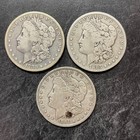 3 $1 United States Genuine Morgan Silver Dollar Mixed Lot 1880 S 1883 S & 1891 O