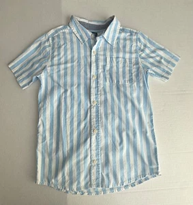 OshKosh B'Gosh Boys Blue/White Button Up Collared Short-Sleeve Shirt Size 14 - Picture 1 of 7