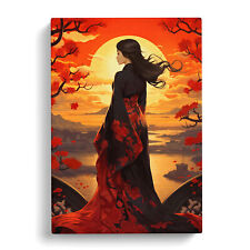 Japanese Sunset Nouveau Canvas Wall Art Print Framed Picture Decor Living Room