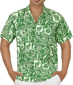 LA LEELA Mens Hawaiian Short Sleeve Button Down Shirts XXL Tropical,Autumn Green - Picture 1 of 3