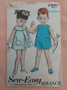 Advance 2901 Vintage Toddler's Sew Easy Play Clothes Pattern Size 6 Months - Picture 1 of 2