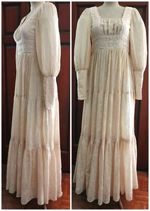 Gunne Sax Ivory 2 Layer Floral Maxi Dress Cottagecore Bridal Size XXS - Picture 1 of 10