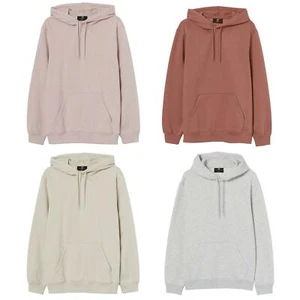H&M Mens Hoodies in Plain Muted Colours Cotton Blend Summer Weight - Picture 1 of 5