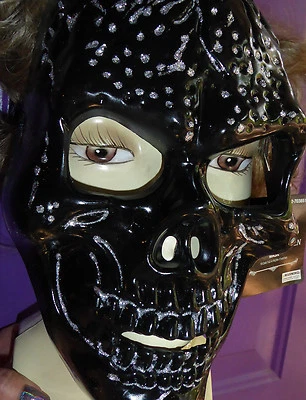 Black Silver Glitter Mask Adult Size Costume Elastic Back Plastic Halloween NEW - Image 1 of 4