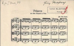 Notenblatt Partitur Polacca aus dem Konzert F-Dur Joh. Seb. Bach - Bild 1 von 1