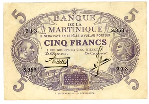 Martinique... P-6... 5 Franken .. ND (1934-45) .. *F-VF* - Bild 1 von 2