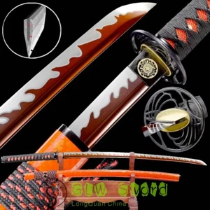 Katana hoja roja afilada Full Tang hecha a mano espada samurai japonesa acero manganeso - Imagen 1 de 13