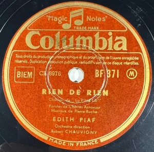 Edith Piaf : Du matin jusqu'au soir / Rien de rien 78 RPM COLUMBIA BF 371 EX+ - Picture 1 of 4