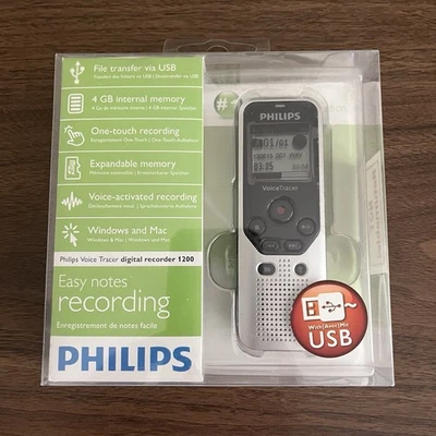 Philips DVT1200 Digital Voice Tracer Recorder 4gb Internal Memory New In Box - Image 1 of 3