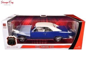 Highway 61 1966 Pontiac GTO Barrier Blue with White Top HWY-18047 1:18 - Picture 1 of 4