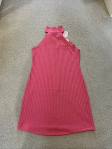Miss Selfridge Petites Pink Mini Dress Halter Neck Size 12 - Picture 1 of 9