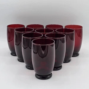 Set of 10 Anchor Hocking BALTIC ROYAL RUBY RED 10 oz Water Goblets VTG 4.5" - Picture 1 of 15