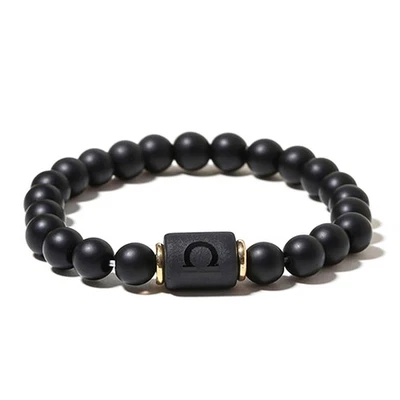 Pulsera elástica Zense - Libra negra zodiaco para hombre con cuentas de ónix ZB0387 Foto 1 de 4