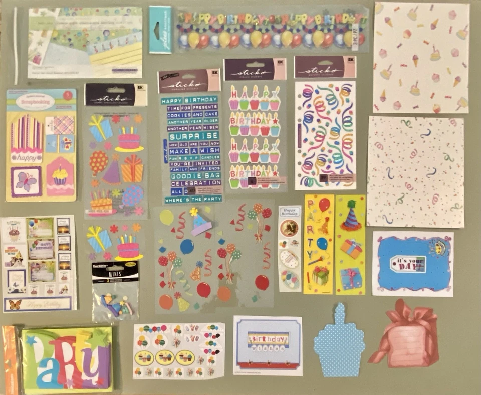 ¡Lote de pegatinas y detalles de cumpleaños! Jolee’s Boutique, Sticko, Hallmark, etc. Foto 1 de 4