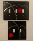 Ceramic Black Red Dot Gray Lines Abstract Art Glaze Light Switch Covers F300