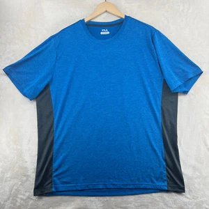 Fila Sport Men's Size XXL Solid Blue Stretch Gym Athletic Crew-Neck T-Shirt - Picture 1 of 8