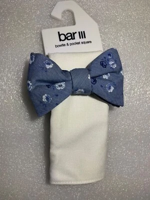 Bar III Мужской цветочный галстук-бабочка Aston Джинсовая синяя галстук одного размера - Изображение 1 из 2