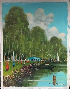 "Celebrate II" Vintage Oil on Canvas - Artist Signed: Amalfitano - Picture 1 of 5