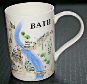 Taza mapa multicolor Temple Island Col Alice Tait Bath firmada cerca del mango Inglaterra - Imagen 1 de 5