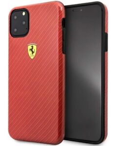 Ferrari iPhone 11 Pro Max Hard Case PC/TPU with Carbon Effect Red FESPCHCN65CBRE