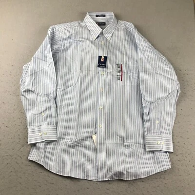 Chaps Shirt Mens Large 16 Blue Striped Button Up Wrinkle Free Long Sleeves NWT - Image 1 of 4