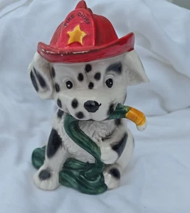 Sombrero jefe de bomberos Dalmation perro, alcancía de colección Giftco, banco de monedas, bombero - Imagen 1 de 9