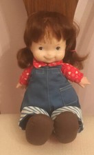 Vintage 1973 Fisher Price Audrey Lapsitter Doll in Overalls - #203 Guc