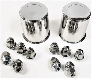 2 Trailer Wheel Lug and Cap Sets - Stainless Hub Cover 10 SS Lugs 3.19" Center - Bild 1 von 5