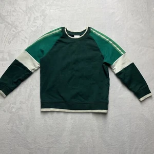 Hanna Andersson Colorblocked Fleece Crewneck Sweatshirt Boys Sz 5 Green White - Picture 1 of 6