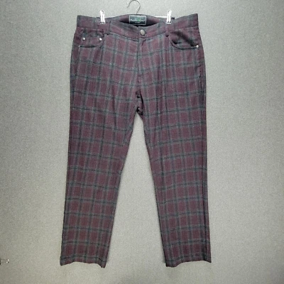 Paisley & Gray Pants Mens 34x32 Burgundy Plaid Slim Fit - Image 1 of 4