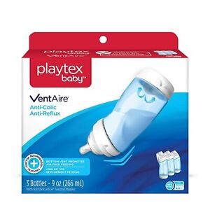 Playtex Baby VentAire Anti-Colic,Air Free, Semi Upright Feeding, 9 oz, 3 Count