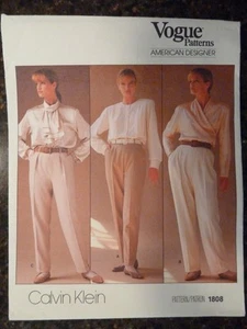 Vogue 1808 Misses Pants Calvin Klein American Designer 1986 Pattern size 8 Cut - Picture 1 of 3