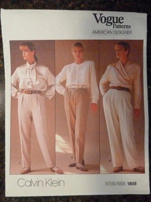 Vogue 1808 Misses Pants Calvin Klein American Designer 1986 Pattern size 8 Cut - Image 1 of 3