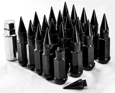 92 毫米 AodHan XT92 12X1.25 钢制黑色带钉凸耳螺母适用于 Legacy 350z 240sx — 第 1/3 张图片