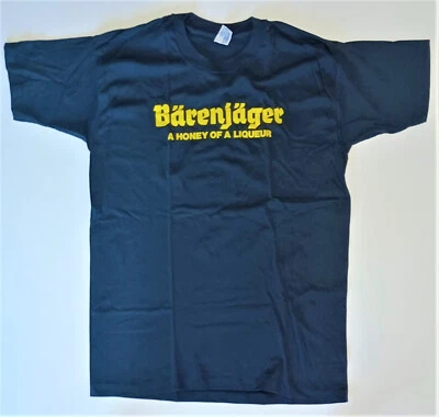 Vtg 90s Barenjager A Honey of a Liquor Promo Black L Cotton T-Shirt NOS - Image 1 of 4