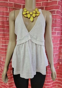 free People Sleeveless peplum Babydoll knit top, Ivory V-Neck Size M #C4 - Picture 1 of 8