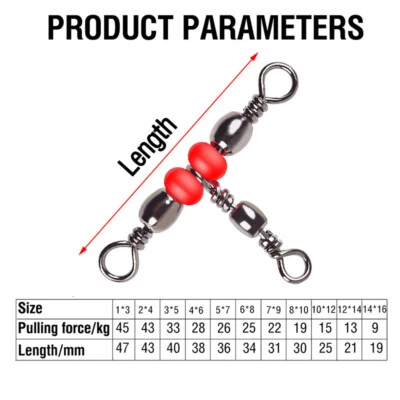 20Pcs 3Way Fishing Swivels Three Swivels Rolling Barrel Swivel Cross Line Swivel - Image 1 of 4